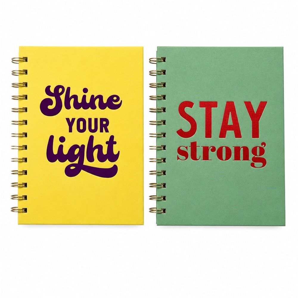 2 Pack Inspirational Spiral Notebook Set Shine Your Light Stay Strong New